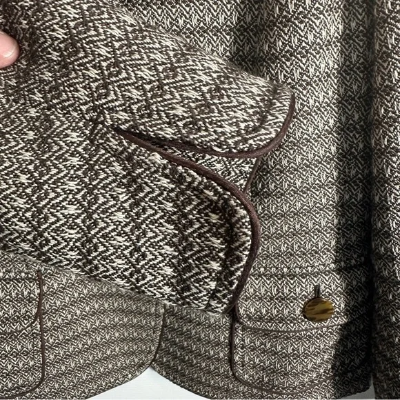 Beautiful Talbots blazer, size 10, wool/cotton, faux leather trim, academia - Picture 7 of 12